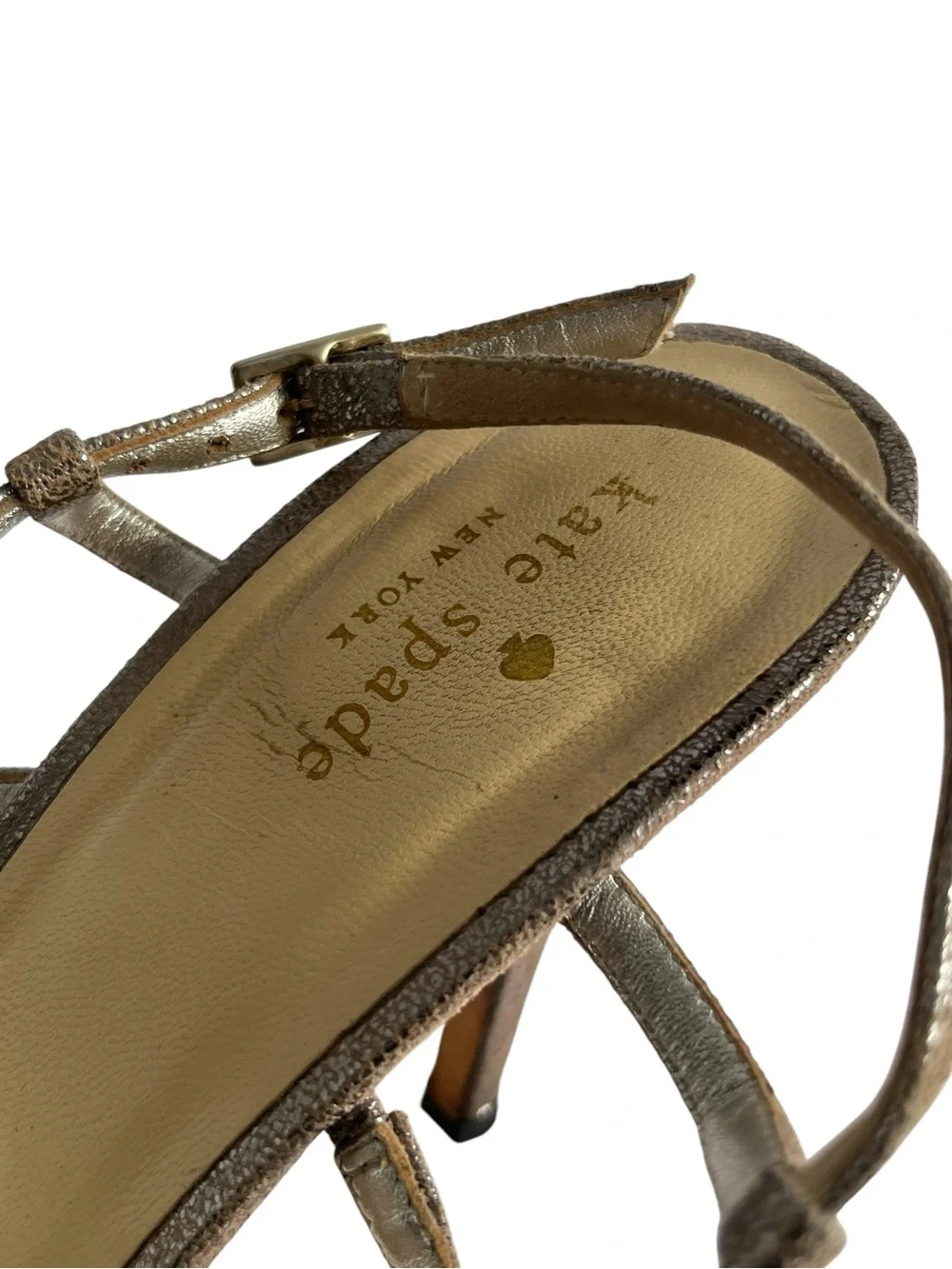 Kate Spade Metallic Bronze Gold Strappy High Heel Sandal Sz 9.5